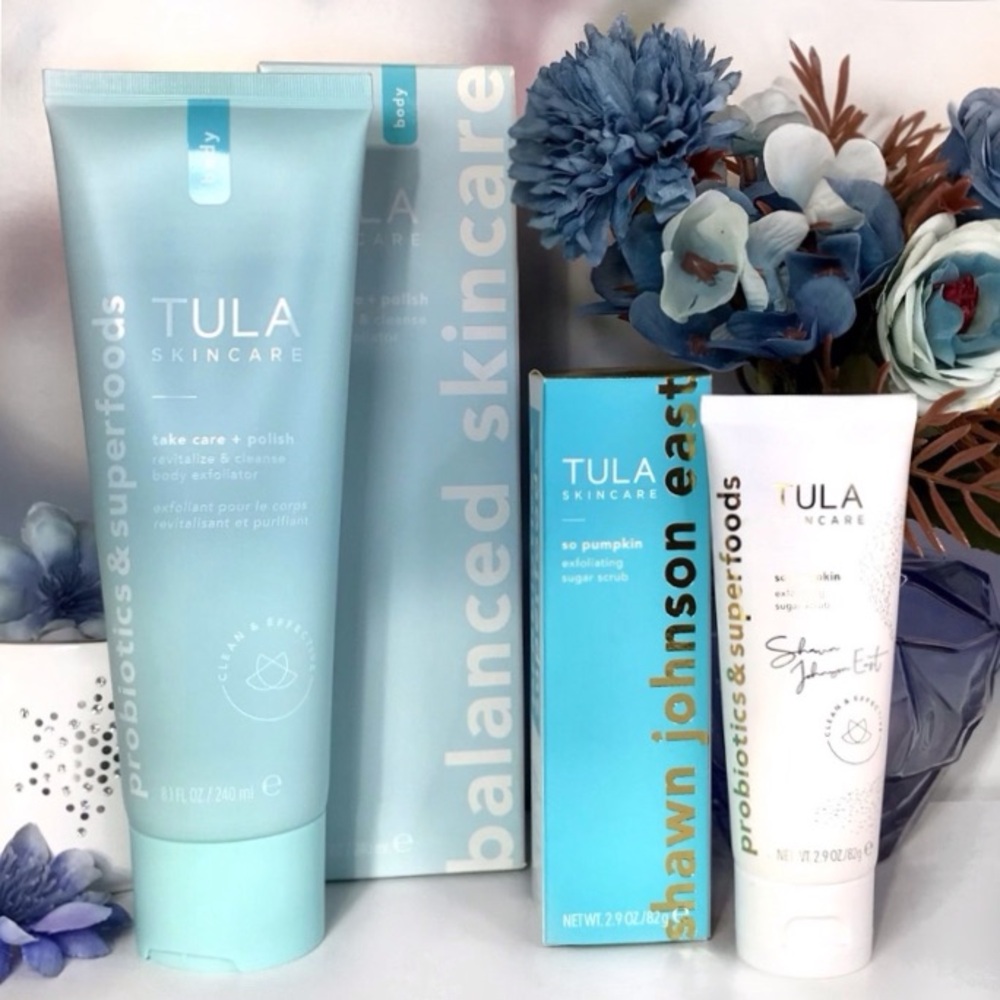 TULA Exfoliating Skincare Bundle for Face & Body! FULL SIZES 80g & 240ml *BNIB